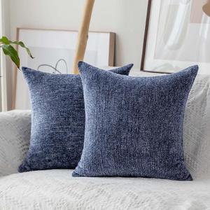 Home Brilliant Navy Throw Pillows Covers for Living Room Set of 2 Large Cushion Covers for Sofa Bed Couch, 26x26 inch (66cm), Dark Blue