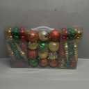 92ct Christmas Tree Decoration Set - Shatterproof Christmas Baubles with Strings for Wreath, Garland & Party Decoration, Red-Green