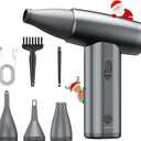 Metal Electric Compressed Air Duster, 300000 RPM Brushless Motor with Stepless Speed, Rechargeable Cordless Mini Blower for Computer Keyboard Cleaning, Car Detailing, House and Outdoor Use (Grey)