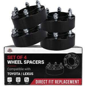 AA Ignition Wheel Spacers Set of 4 6x5.5 6x139.7mm M12x.15 2 inch 50mm - Compatible with Lexus, Toyota - GX460, GX470, 4Runner, FJ Cruiser, Land Cruiser, Sequoia - Wheel Spacer Kit - 1982-2021