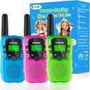 BATURU Walkie Talkies for Kids 3 Miles Long Range, Battery-Saving Walkie Talkie, 22 Channels Kids Walkie Talkies 3 Pack, Outdoor Camping Toys for Girls Boys Age 5-10, Stocking Stuffers for Girls Boys (Blue Pink Green)