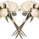 White Peonies Artificial Flowers 2 Bundles Fake Silk Flowers Bouquets Vintage Faux Peonies Flowers for Vase Home Wedding Table Centerpiece Decorations Party Bridal Floral Arrangements (White)