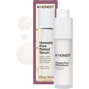 Honest Beauty Honestly Pure Nightly Retinyl Serum | Moisturizes, Exfoliates, + Reduces Fine Lines | Gentle for Sensitive Skin, Fragrance Free, Vegan | 1 fl oz