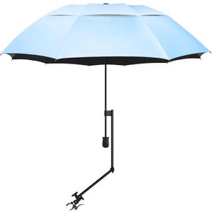 UPF 50+ Beach Umbrella with Adjustable Universal Clamp