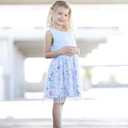 Vieille Girl Dress Casual Sleeveless Tutu Tulle Sundress for School Party (Blue)