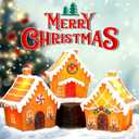 Christmas Gingerbread House Tabletop Decoration Lighted Christmas Village House Real Wax Battery Operated with Remote Flickering LED Light Christmas Village Decor for Mantel Desk Table Centerpiece