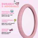 Sanrio Hello Kitty Pink Car Steering Wheel Cover, Universal Fit Cute Car Accessories for Women Stylish Decor Gifts Hello Kitty Accessories - Fits Standard Wheels 14.5"-15"