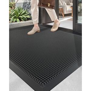 Color&Geometry Large Rubber Outdoor Mats for Front Door Outside & Indoor Entrance Patio Waterproof Heavy Duty Entry Doormat -2x3 Ft Black