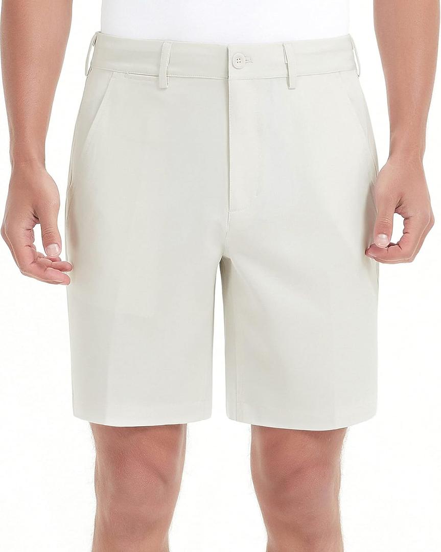 Lesmart Mens Golf Shorts Stretch Elastic Waist Bermuda Quick Dry Relaxed Fit Shorts with Pockets (42, Sand White)