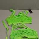 Women Rave Outfits Cutout Fishnet Top Booty Shorts Bottom Choker 3Pcs Babydoll Nightwear Festival Lingerie (Small, Fluorescent Green)