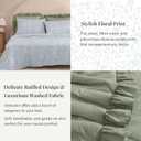 BLOOMHAVEN Full Comforter Set - 7 Pieces Ruffle Sage Green Bedding Sets, Shabby Chic Farmhouse Bed in a Bag Full with Ruffle Comforter, Floral Sheets, Pillowcases & Shams