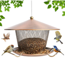 Metal Mesh Bird Feeder for Outdoors Hanging, Brushed Copper Bird Feeders for Cardinal, 3LB Wild Birdfeeder Squirrel Proof for Outside