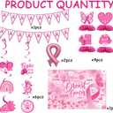 Breast Cancer Awareness Party Decorations,Include Banner,Hanging Swirls,Background and Honeycomb Centerpieces for Breast Cancer Public Charity Activity Party Decorations Supplise.
