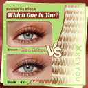 KEYYOU Spider Brown Lash Clusters Kit - Natural Wispy C Curl Manga 8-16mm Lash Extension Kit Includes Bonus Bunny Black Lashes with Bond and Seal, Remover & Applicator for DIY At Home (CoCoa04)
