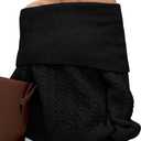 MASCOMODA Womens Sweaters Off The Shoulder Long Sleeve Cable Knit Sweater Loose Chunky Pullover Dressy Work Tops Fall Fashion (Large, Black)