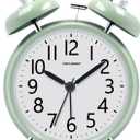 Peakeep Loud Battery Alarm Clock for Heavy Sleepers Adults Kids, Analog 4.5" Twin Bell Old School Fashioned Style for Bedrooms Living Room Decor (Avocado Green)