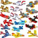 Neliblu Bulk Pack of 72 Carnival Prizes and Foam Airplanes for Kids - Party Pack Individually Wrapped Flying Paper Planes - Assorted Designs - Foam Airplanes for Kids Party and Pinata Filler