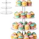 1 PCS 4 Tier Acrylic Cupcake Stand, Cupcake Tower Stand Clear Dessert Tower Large Capacity Dessert Table Display Thick Cup Cake Holder Stands for Weddings, Birthdays and Holidays
