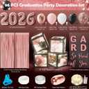 2026 Graduation Decorations, 86PCS Black and Pink Graduation Party Decoration Supplies Grad Balloon Arch Kit with Led Light Strings, Balloon Boxes with Letters & Foil Curtains for High School College