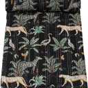 Marubhumi Indian Traditional Pure Cotton Jungle Print Kantha Quilt, Bed Cover Throw Animal Printed Kantha Quilts Multi Color (Black, Queen (90"x 108"))
