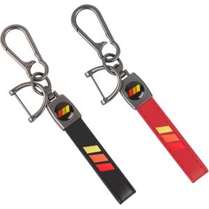 2 PCS Black and Red Leather Metal Car Keychain Cars Keyring Accessories