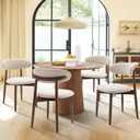 COLAMY Wooden Dining Chairs Set of 4, Modern Fabric Upholstered Kitchen Side Chairs, Farmhouse Dining Room Chair with Foot Pegs, Beige