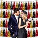 4P Red-Black Gold Foil Fringe Tassel Banner Garland Metallic Tinsel Streamers Wall Hanging Curtain Backdrop Banners for Parade Floats, 2025 Graduation Decorations, Baby Bridal Shower Party Decoration