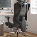 Hbada P3 Ergonnomic Office Chair with 2D Adjustable Lumbar Support, Office Chair with Adjustable Headrest and Armrest, 145 Stepless Tilt Function, Black (No Footrest)