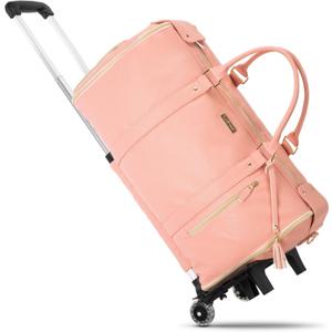Luhxe Travel Convertible Carry On Garment Roller Bag 2.0 with Shoe Pouch & Detachable Shoulder Strap – Improved Zipper and reinforced straps - Rose