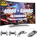 Retro Gaming Console, Plug & Play, 128G, 40,000 Games & 40 Emulators, Video Game Stick, TV HDMI Connect, Stress Anxiety Relief, Gift for Friends, Grey