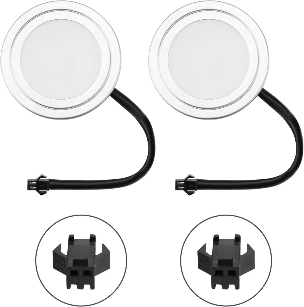 12V DC 1.5W Range Hood Lights with SM Socket, Hole Closet Stove LED Light Recessed, Bright White Kitchen Range Hood Light Bulbs Replacement, 2Pack 6500K (SM Socket-Female Head-Plastic)