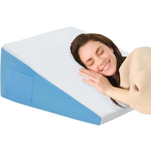 Wedge Pillow for Sleeping, 12" Bed Wedge After Surgery, Back Pain Relief, Memory Foam Pillow Triangle Incline Wedge for Back Support, Leg Elevation, Triangle Wedge 24 x 24 x 12 inch
