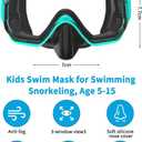 2 x Bairuifu Kids Swim Goggles Snorkel Mask, Latest 3-Window Lens Wide Vision, Crystal Clear, Swimming Goggles Soft Nose Cover (Light Blue Black)