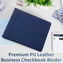 Antner 3 Ring Personal Check Binder for 3-on-a-Page End-Stub Deskbook & Personal 3 Holes or 9 Holes Small Size Checks, PU Leather Check Holder Checkbook Binder Cover with Zipper Pouch, Navy Blue
