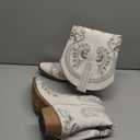 vodvob Western Cowboy Boots for Women Embroidered Rhinestones Knee High Cowgirl Boots Pointed Toe Chunky Heel Fashion Retro Classic Tall Boot Size 9