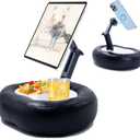 MAGNETIC TABLET PILLOW STAND WITH SNACK TRAY FOR 4–11" DEVICES | 360° ADJUSTABLE VIEWING WITH SOFT LEATHER SUPPORT FOR COMFORTABLE HANDS-FREE READING, STREAMING, VIDEO CALLS, AND TRAVEL.