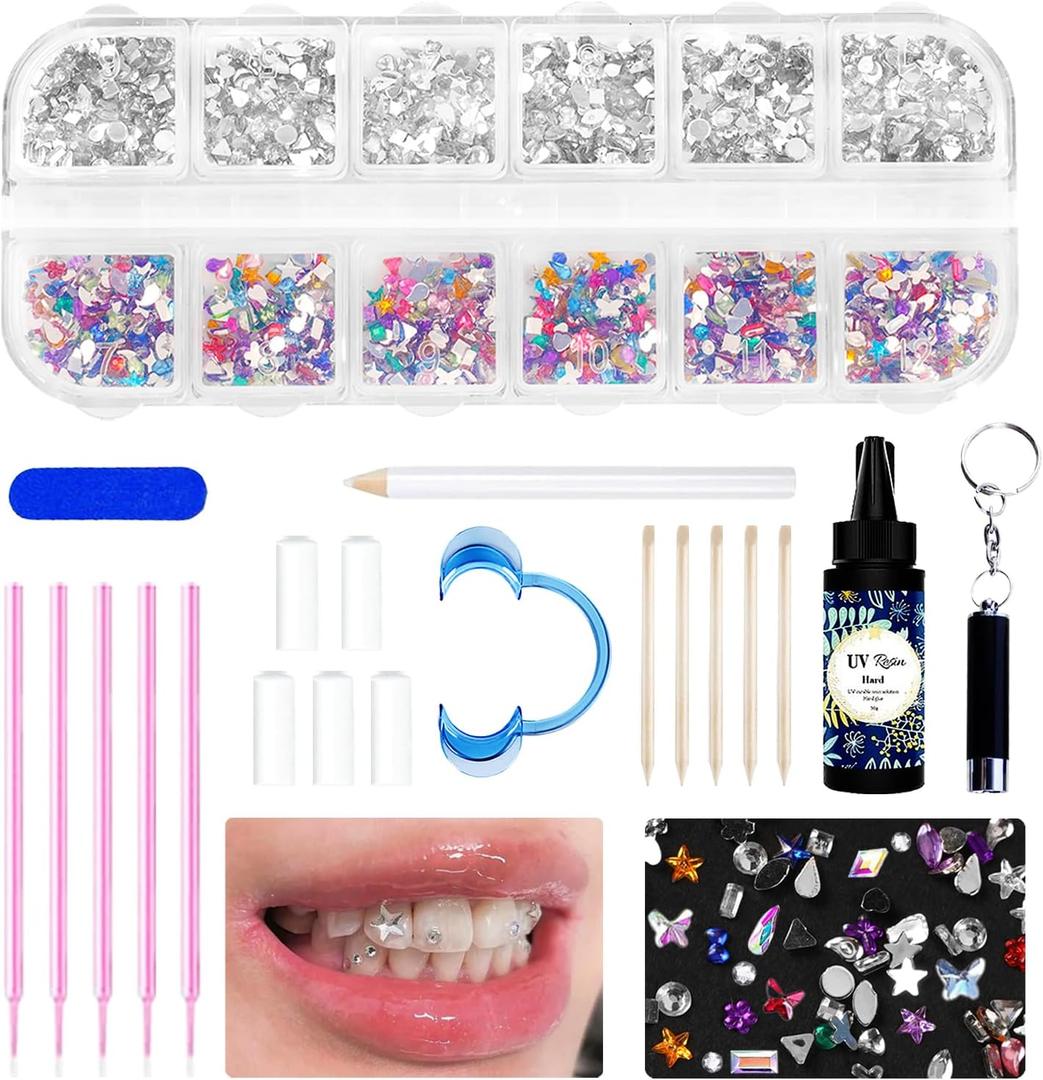 Duoduobuy 1800Pcs Gems Kit, DIY Fashionable Crystals Jewelry Kit- Artificial Diamonds Ornaments for Proud Smile