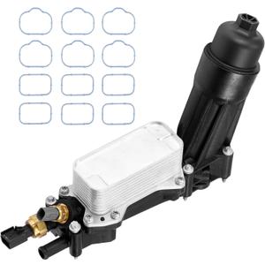 Oil Cooler Oil Filter Housing with Gaskets | Compatible With 3.6L 2011-2016 Dodge Journey Grand Caravan Jeep Wrangler Chrysler 200 300 Ram ProMaster & More | Replaces# 5184294AE, 68105583AF