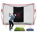 Golf Net,10x7FT Heavy Duty Golf Practice Net,Backyard Training EquipmentDual-Turf Mat,6 golf Balls,8 golf Tees,Carry Bag