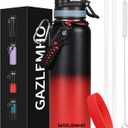 40 oz Insulated Water Bottle with Straw& Spout 2-in-1 Lid, Triple Wall Vacuum Stainless Steel Cold 48H, Leak Proof Sports Metal Flask Jug with Paracord Handle, Black Red (Ice Coke)