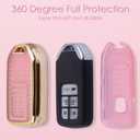 Compatiable with Honda Key fob Cover with Diamond Bling Keychain, Car Accessories Key Holder Shell Full Protection for 2016-2022 Accord Civic CRV Pilot Odyssey,Gold Pink