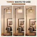 Boho Rattan Lamp Shade, 12.6" Top x 12.6" Bottom x 7.68" High, Natural Rattan & Linen Double Layer Lamp Shades for Floor Lamps Table Lamps Chandelier, UNO Fitter Lampshade Replacement, Easy Assembly