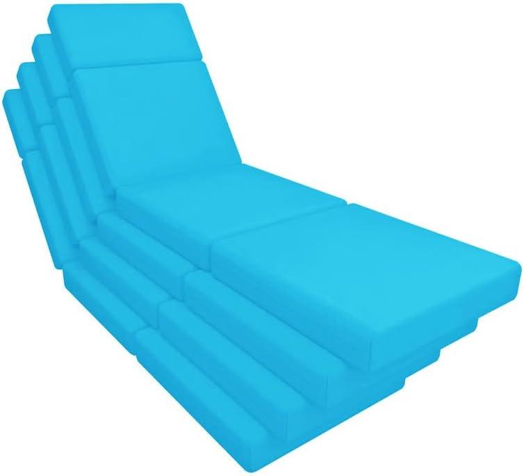 Chaise Lounge Cushions Outdoor, 72 x 21 x 4 Inch Lounge Chair Cushions for Outdoor Furniture - Waterproof Lounge Patio Replacement Cushion, 4In Fade-Resistant ThickPatio Chaise Lounge Cushion (Lake Blue)