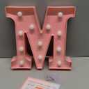 Pink Marquee Light Up Letters, Glitter Alphabet LED Letter Lights for Pink Birthday Party Decorations, Battery Operated Letter Sign for Girls Room Vanity Table Decor, Warm White Lights Letter M