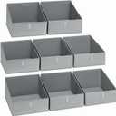 DIMJ Closet Storage Bins 8 Pack - Fabric Trapezoid Closet Organizer Bin, Foldable Storage Baskets for Shelves, Closet Shelf Organizer, Clothing Storage Box for Toys, Books, Towel, Clothes (8 Bins 11.4"x11.4"x7.8", Gray)