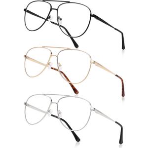 AMOMOMA Aviator Reading Glasses for Women,Men Blue Light Blocking Computer Readers Trendy Retro Metal Frame AM6162US