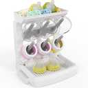 Baby Bottle Drying Rack for 6 Bottles, Vertical Cup Drying Holder, Space Saving Countertop Standing Bottle Dryer Rack for Baby Accessories & Pump Parts (Small White&Grey)