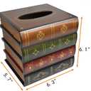Hand-Made Retro Wooden Antique Book Tissue Box Cover Square Tissue Holder Dispenser Paper Cover Case Napkin Holder Home Decor for Bathroom Living Room Office car Kitchen (Coffce)