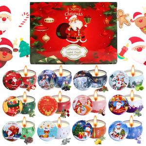 12 Pack Christmas Scented Candles with Natural Soy Wax, Long Lasting Aromatherapy Soy Candles for Home Scented, Christmas Candles Gift Set for Women & Friends
