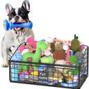 Indestructible Dog Toy basket, Medium Toy Box for Dogs,Pet Toy Bin Dog Metal Basket for Toys, Toy Storage Organizer, Toy Box for Living Room Area (Black) (M:16.5"L x 10.8"W x 8.5"H)